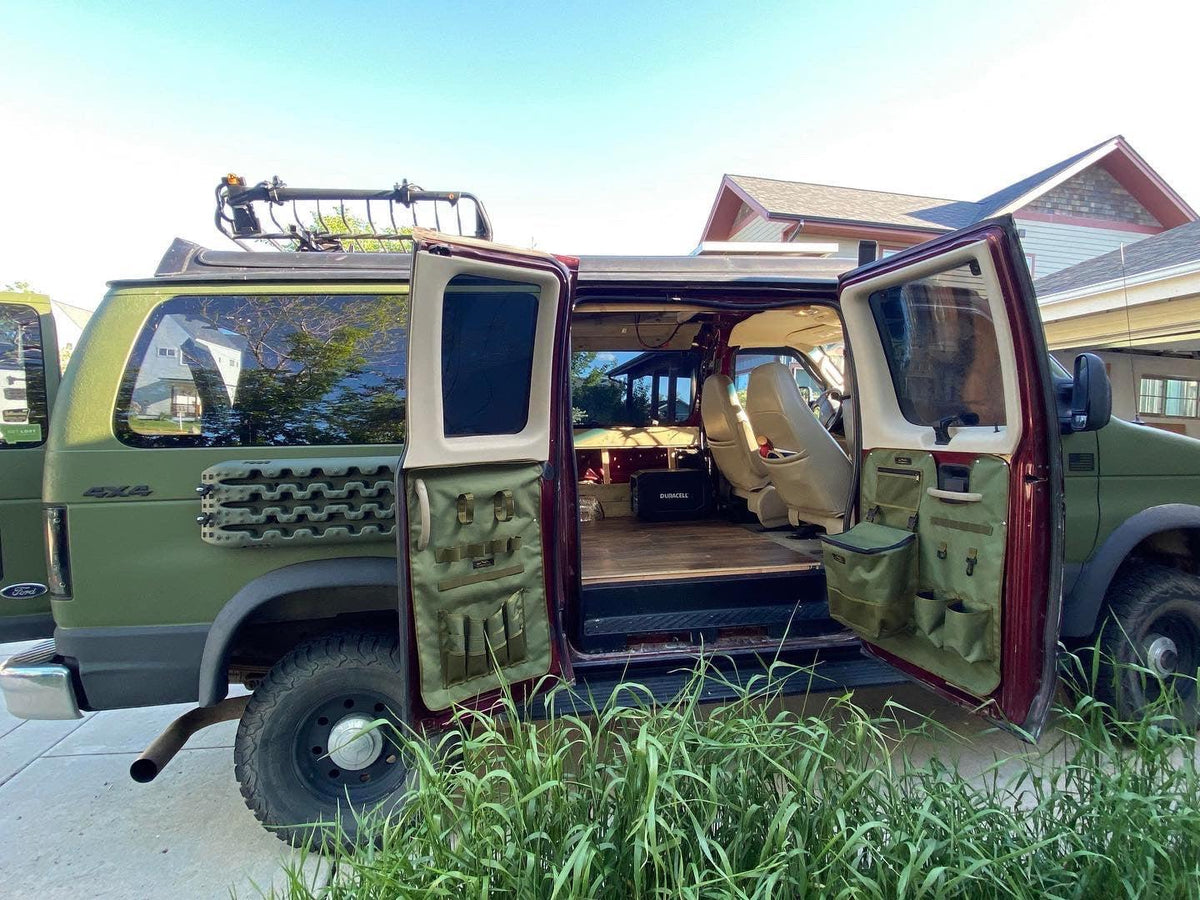 Ford Econoline Barn Door Side Door Panel Organizer-duckduckjeep-offroad-wrangler-gladiator-3d-jeep duck-custom duck-Jeep-The Quacktory-Fun Jeep Ducks-Ducks4Jeep
