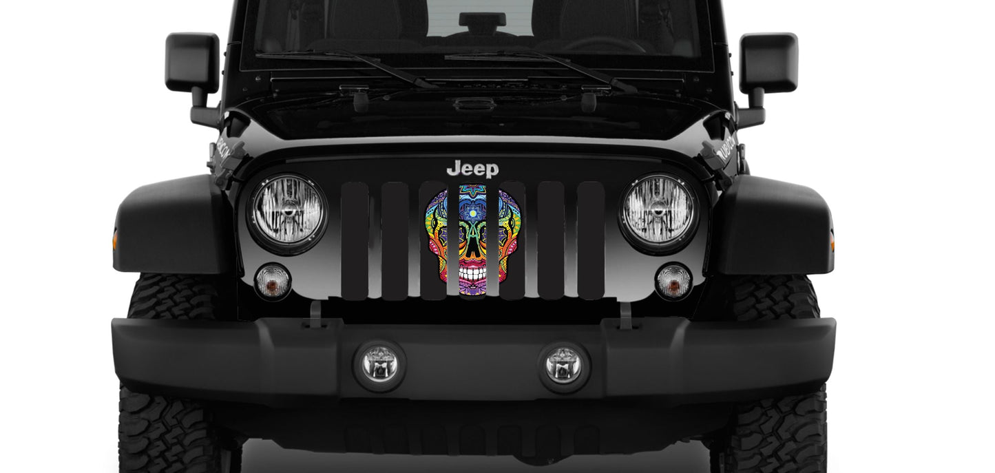 Sugar Skull Rainbow Grille Insert