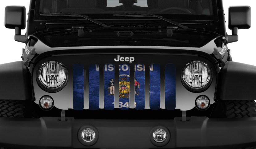 Wisconsin Grunge State Flag Grille Insert