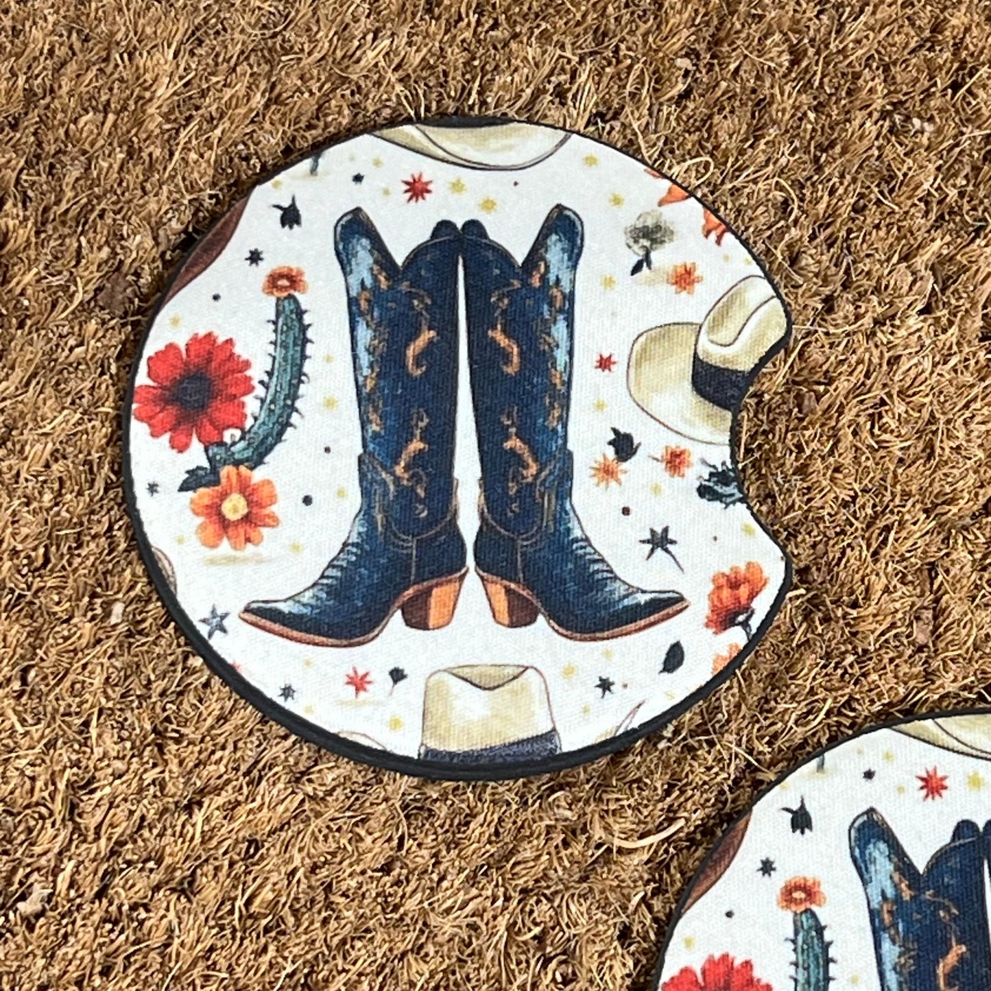 Cowgirl Boots Rodeo Car Coaster