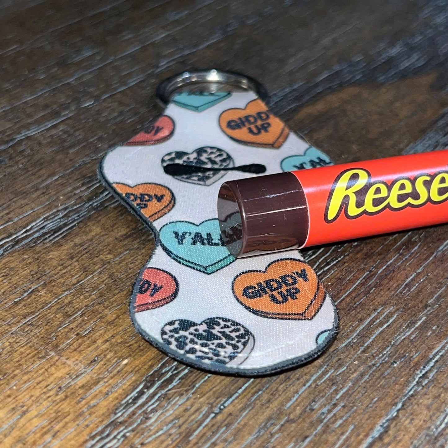 Country Western Valentine Lip Balm Holder Keychain