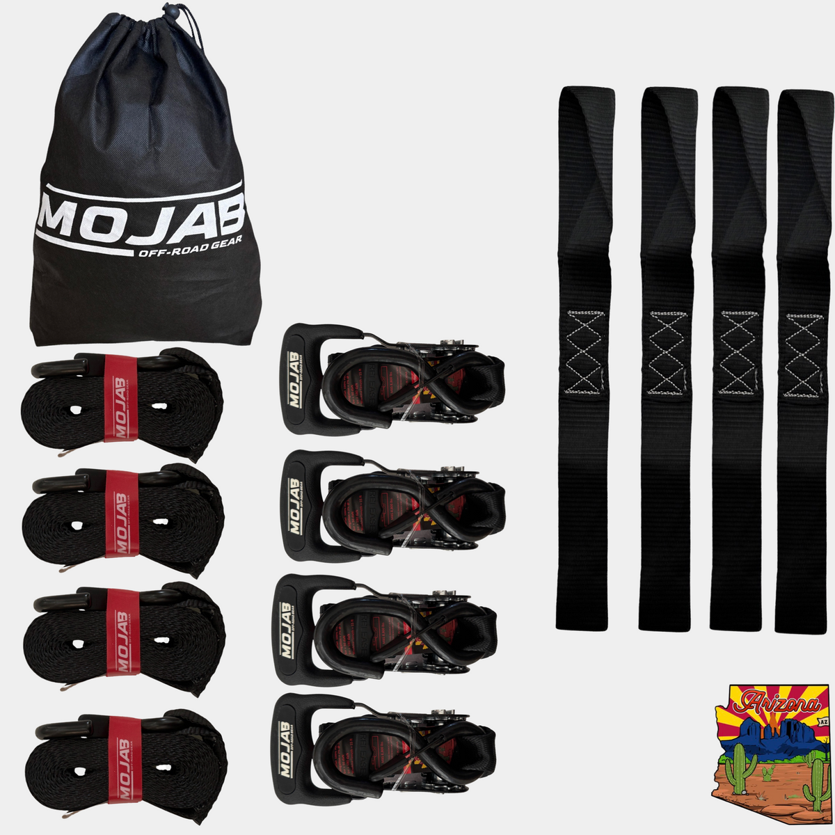 1.6" x 15' Ratchet Tie-Down Set - Pack of 4-duckduckjeep-offroad-wrangler-gladiator-3d-jeep duck-custom duck-Jeep-The Quacktory-Fun Jeep Ducks-Ducks4Jeep
