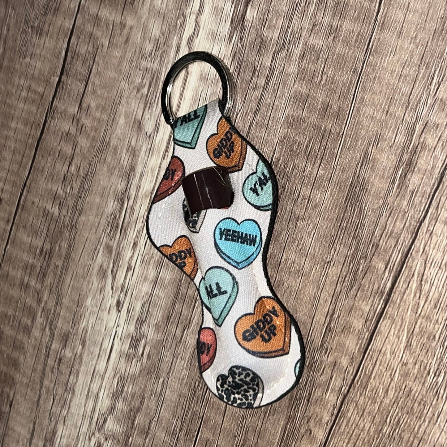 Country Western Valentine Lip Balm Holder Keychain
