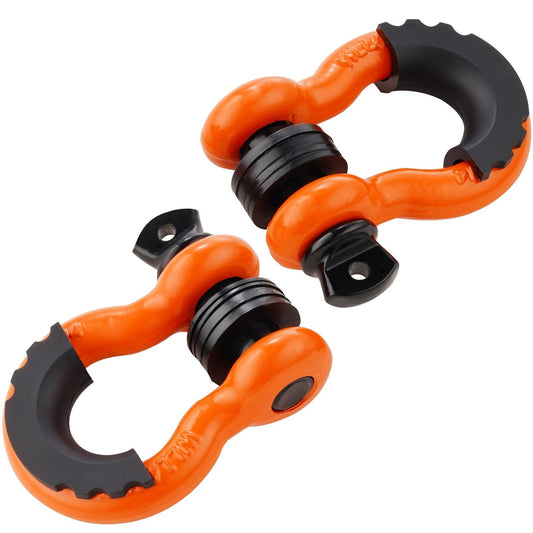 3/4" D-Ring Shackle, 2 Pack Alloy Steel Shackles 62832 lbs (28.5 Ton) Break Strength with 7/8" Screw Pin, Isolators & Washers, Heavy Duty Off Road Vehicle Recovery Shackle for Jeep Truck, Orange-duckduckjeep-offroad-wrangler-gladiator-3d-jeep duck-custom duck-Jeep-The Quacktory-Fun Jeep Ducks-Ducks4Jeep