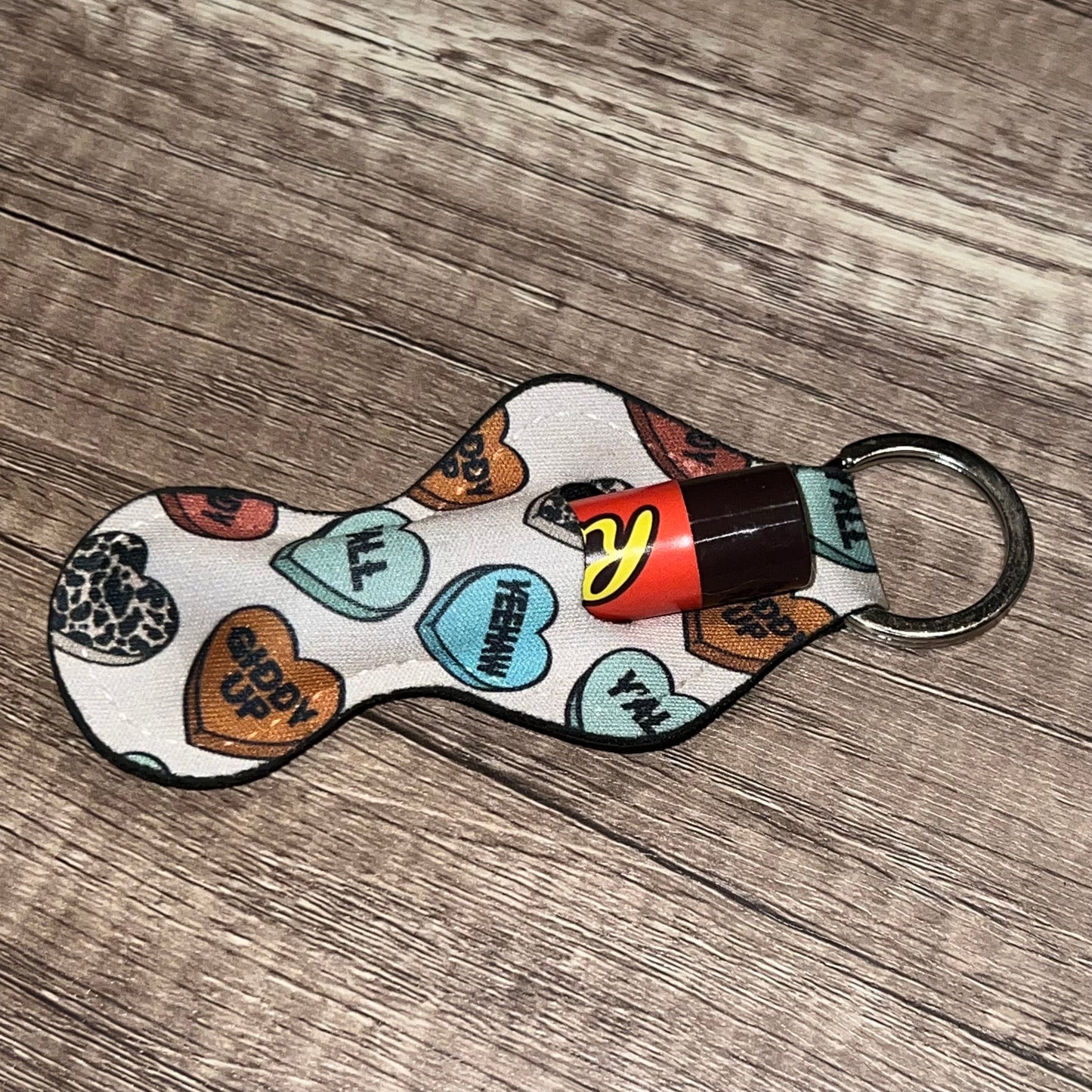 Country Western Valentine Lip Balm Holder Keychain