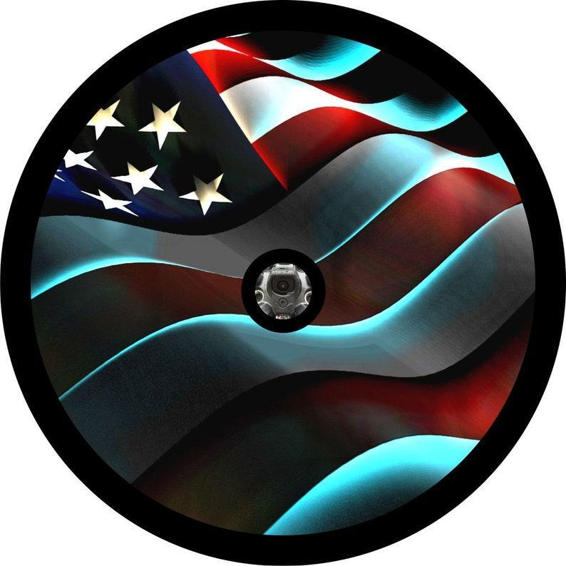 3D Waving American Flag Spare Tire Cover for Jeep, Bronco, Campers, RV, Vans, & More-duckduckjeep-offroad-wrangler-gladiator-3d-jeep duck-custom duck-Jeep-The Quacktory-Fun Jeep Ducks-Ducks4Jeep