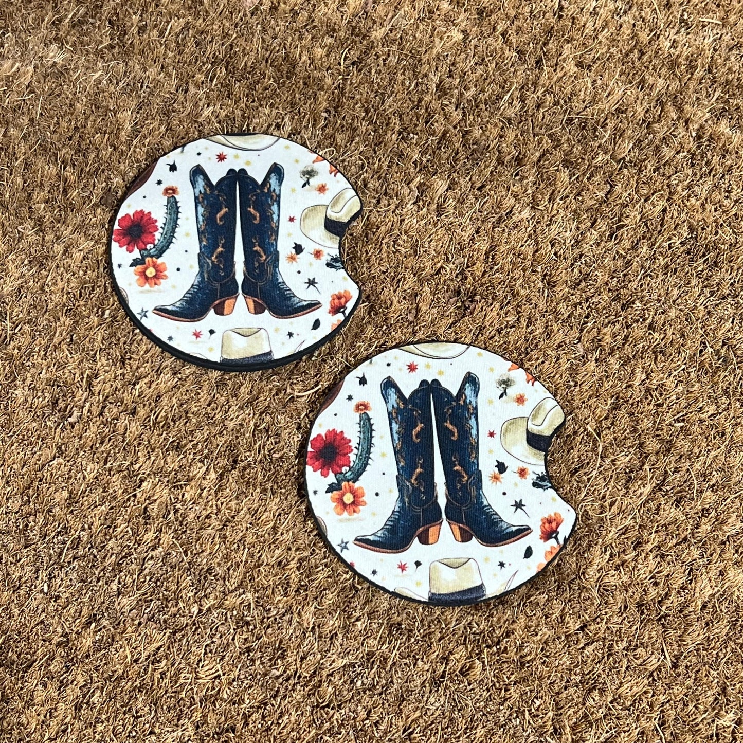 Cowgirl Boots Rodeo Car Coaster