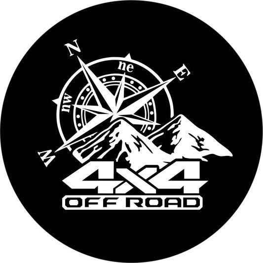 4X4 Off Road Compass & Mountains - Spare Tire Cover for Jeep, Bronco, RV, Camper, Van-duckduckjeep-offroad-wrangler-gladiator-3d-jeep duck-custom duck-Jeep-The Quacktory-Fun Jeep Ducks-Ducks4Jeep
