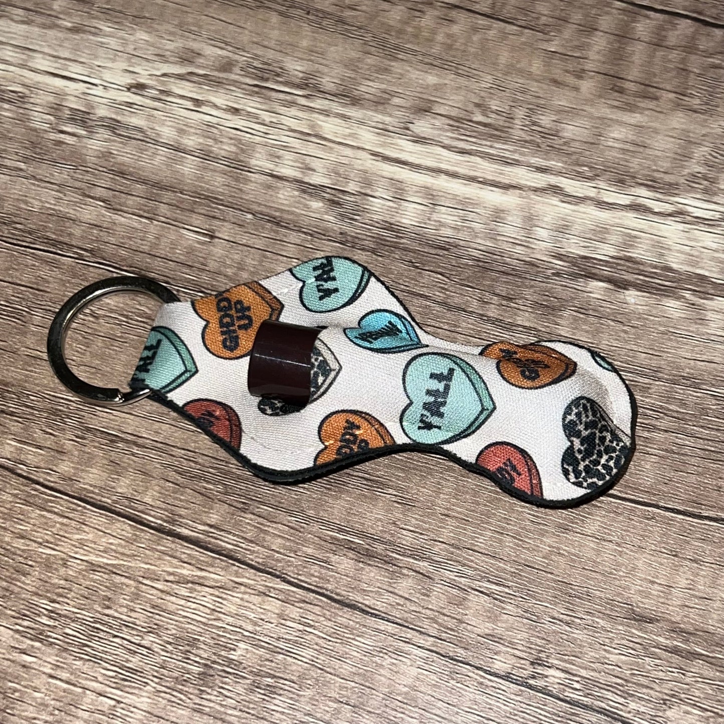 Country Western Valentine Lip Balm Holder Keychain