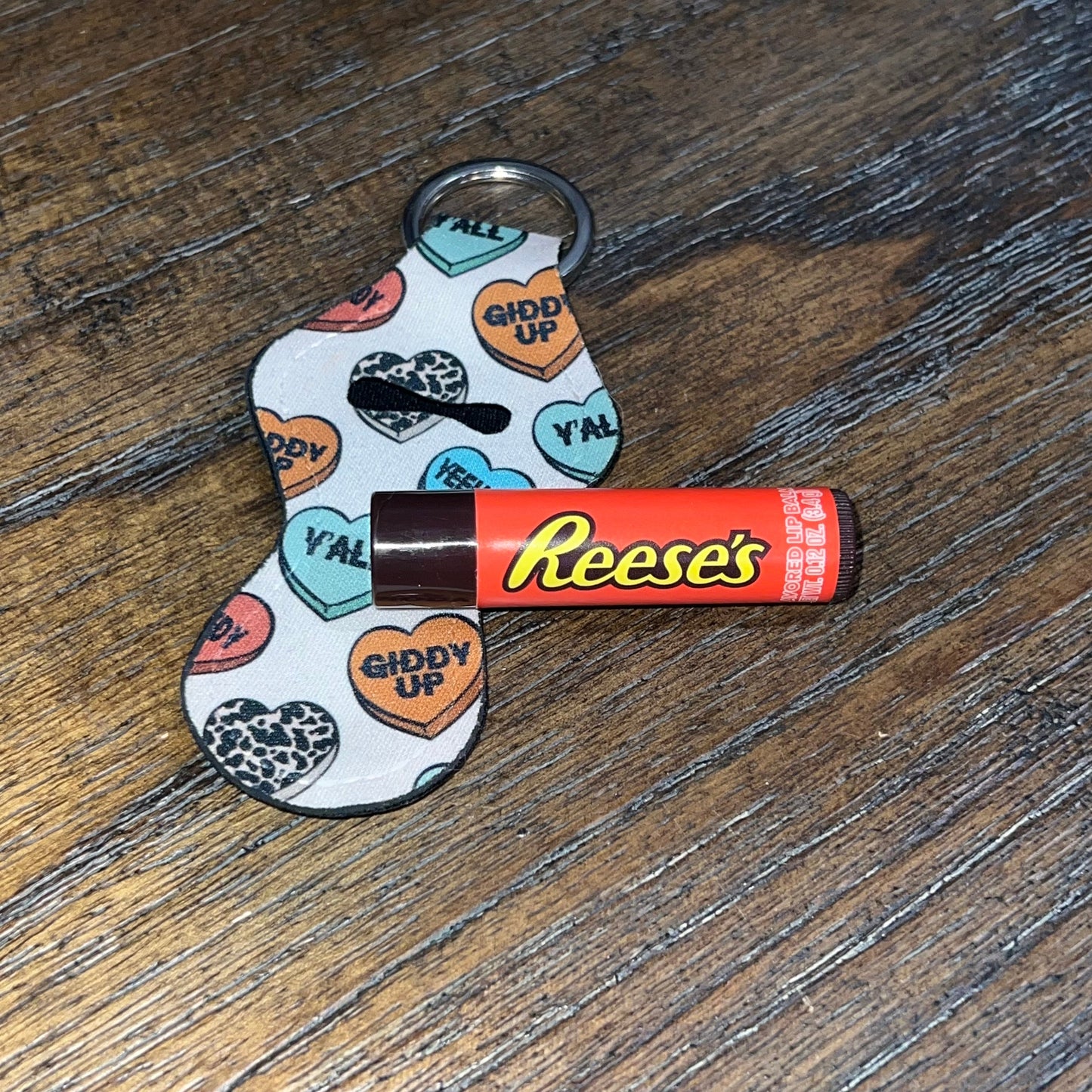 Country Western Valentine Lip Balm Holder Keychain