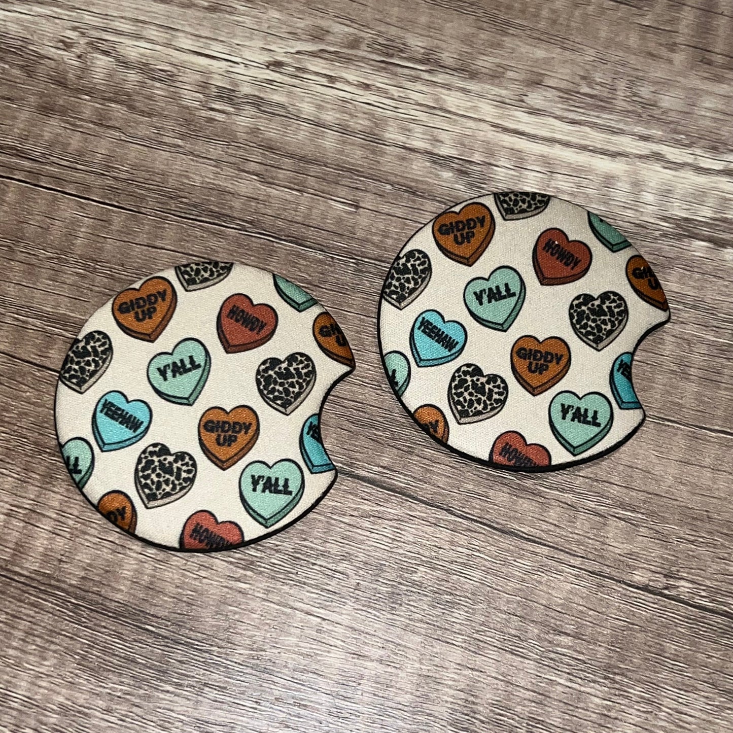 Country Western Valentine Car Coasters