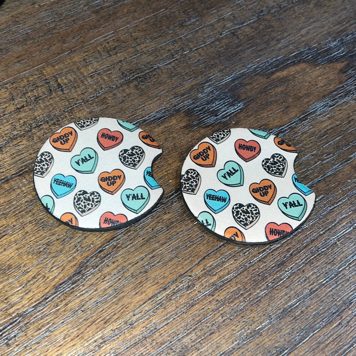 Country Western Valentine Car Coasters