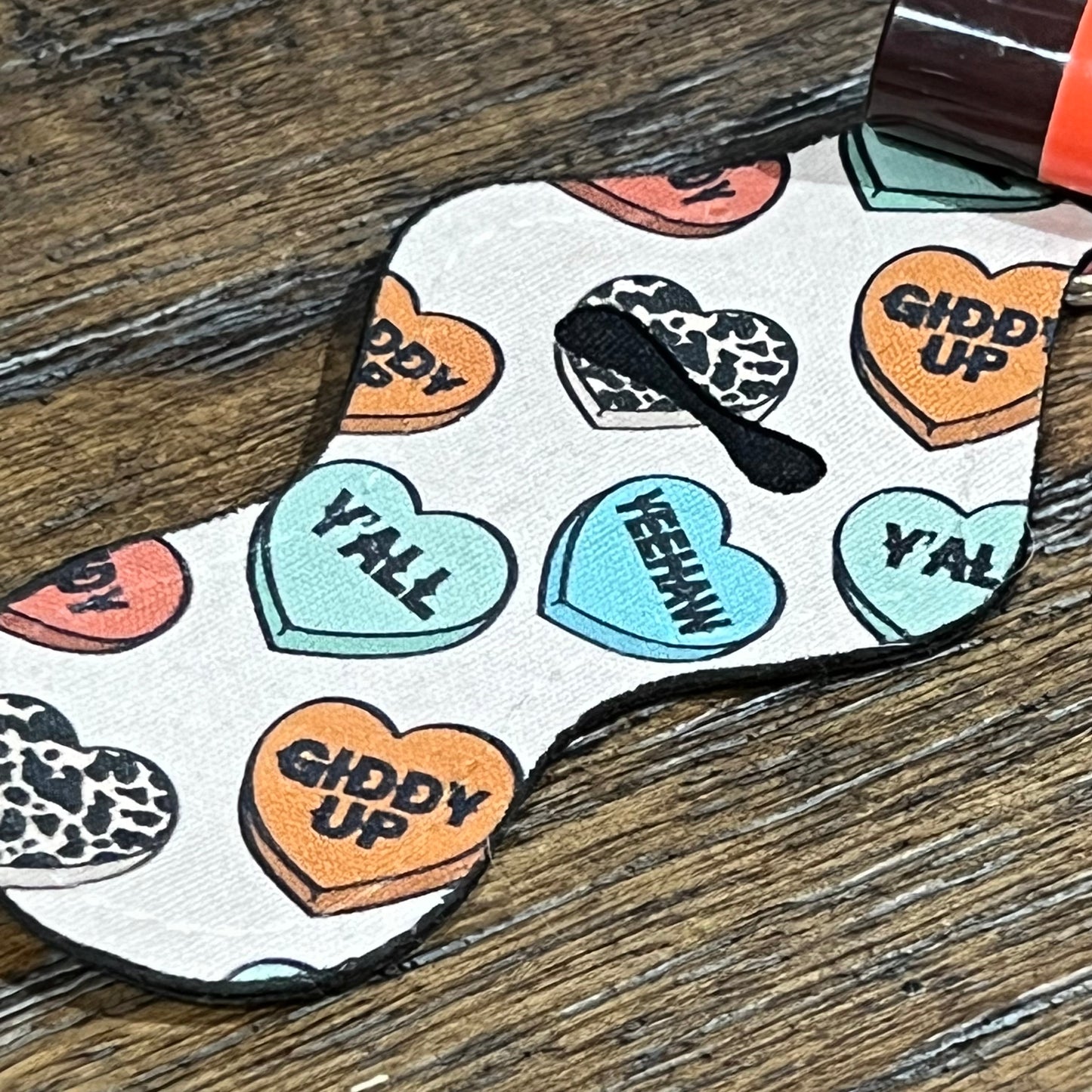 Country Western Valentine Lip Balm Holder Keychain