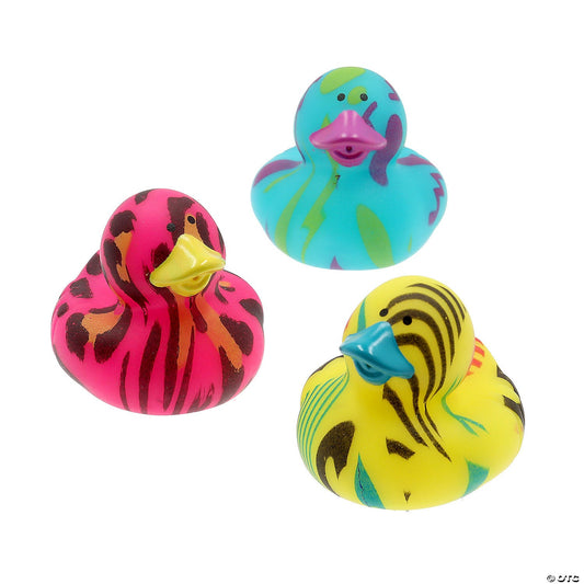 90’s Style Neon Teal, Yellow & Leopard Rubber Ducks-duckduckjeep-offroad-wrangler-gladiator-3d-jeep duck-custom duck-Jeep-The Quacktory-Fun Jeep Ducks-Ducks4Jeep