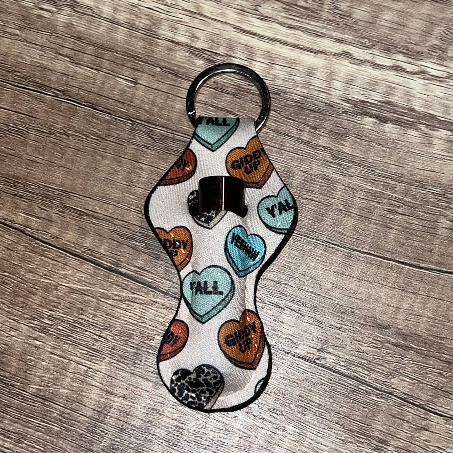 Country Western Valentine Lip Balm Holder Keychain