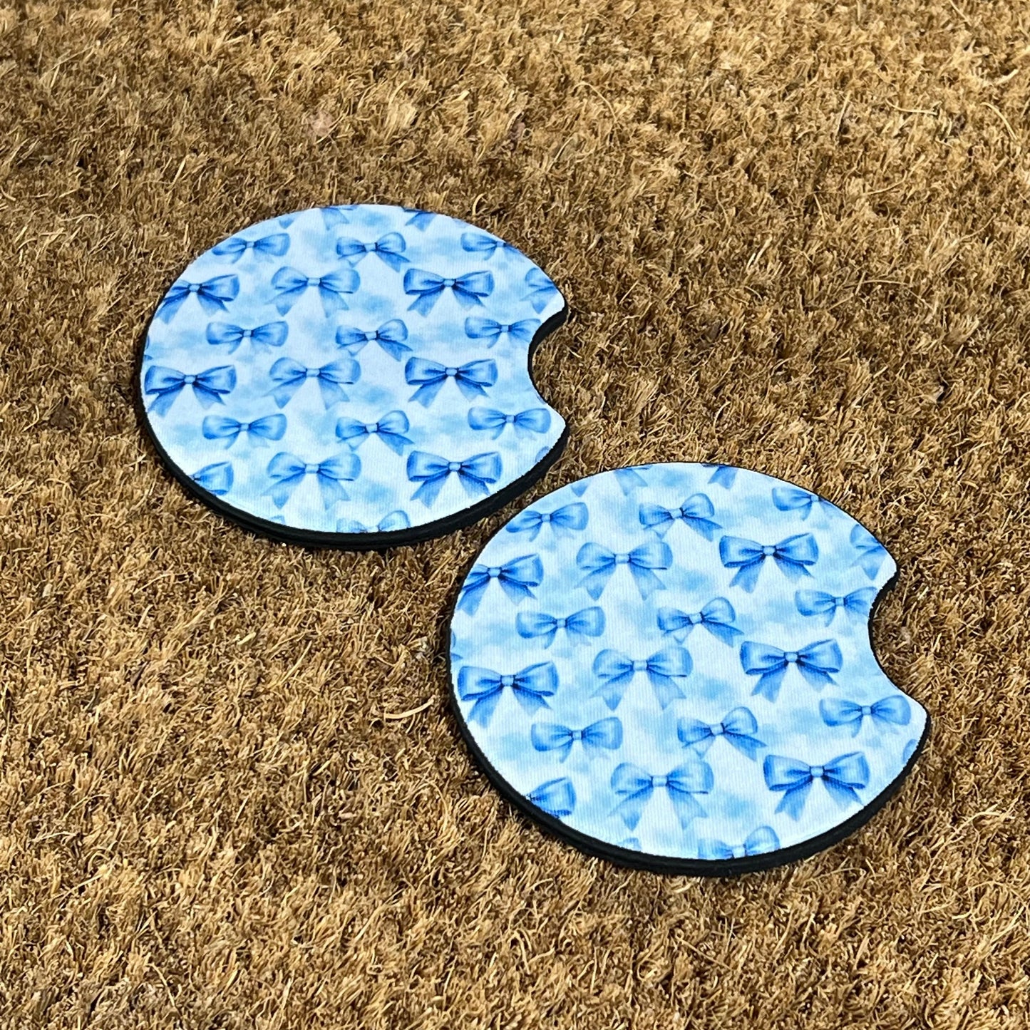 Blue Bows Car Coasters