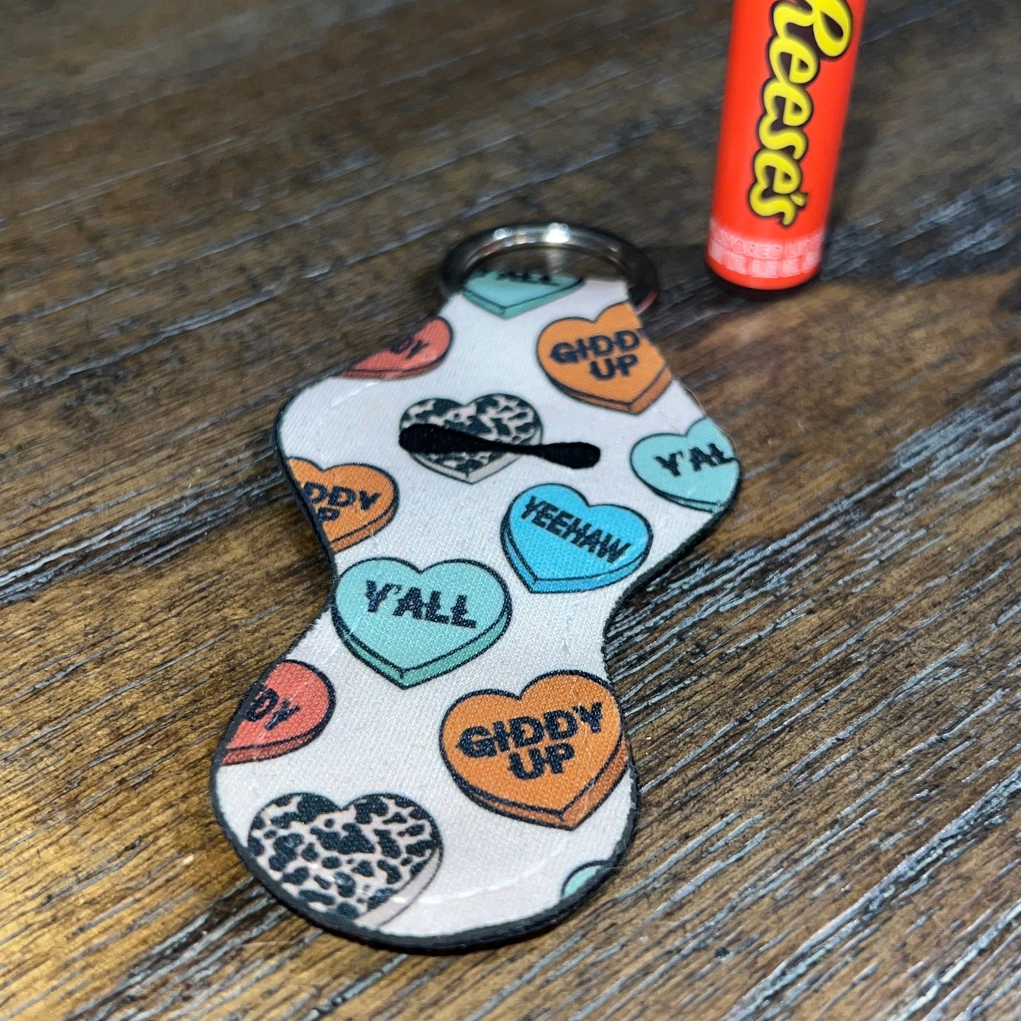 Country Western Valentine Lip Balm Holder Keychain