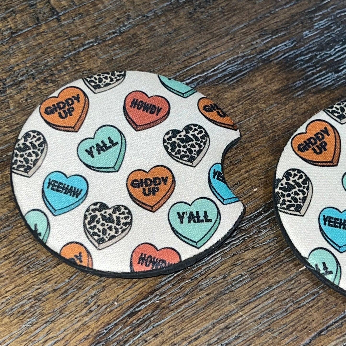 Country Western Valentine Car Coasters