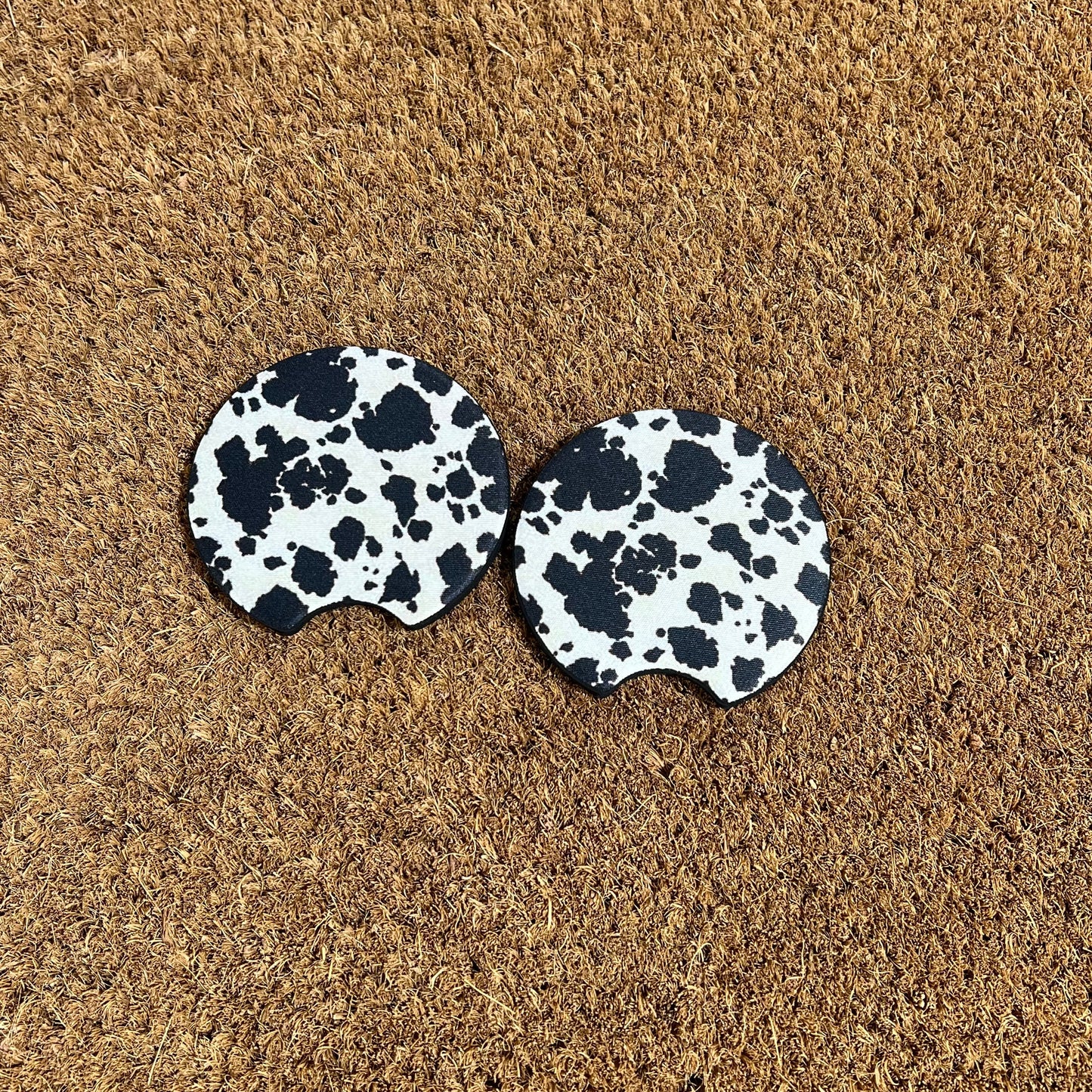 Cow Print Car Coasters