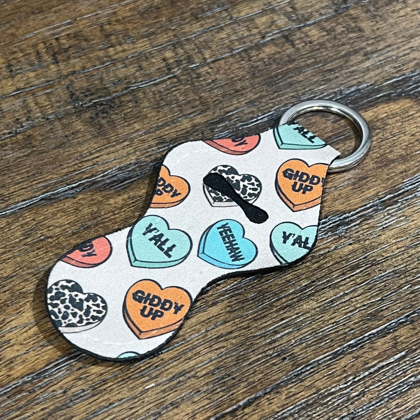 Country Western Valentine Lip Balm Holder Keychain