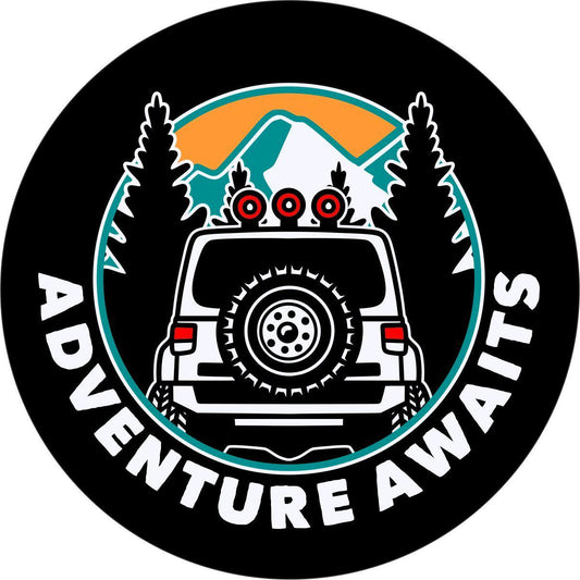 Adventure Awaits Jeep Spare Tire Cover-duckduckjeep-offroad-wrangler-gladiator-3d-jeep duck-custom duck-Jeep-The Quacktory-Fun Jeep Ducks-Ducks4Jeep