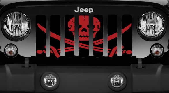 Ahoy Matey Dark Red Pirate Flag Grille Insert