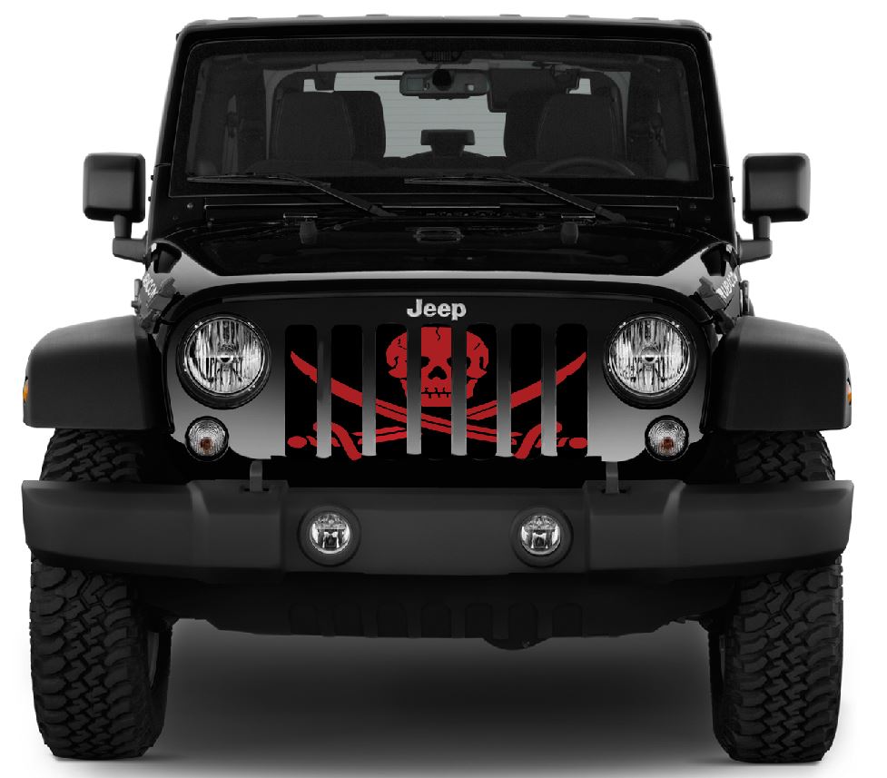 Ahoy Matey Dark Red Pirate Flag Grille Insert