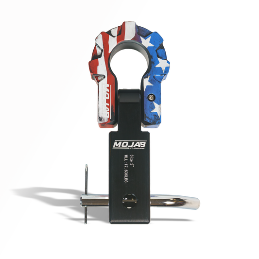 American Flag 2" Aluminum Hitch Receiver with Aluminum 9T D-Shackle – (Lifetime Warranty)-duckduckjeep-offroad-wrangler-gladiator-3d-jeep duck-custom duck-Jeep-The Quacktory-Fun Jeep Ducks-Ducks4Jeep