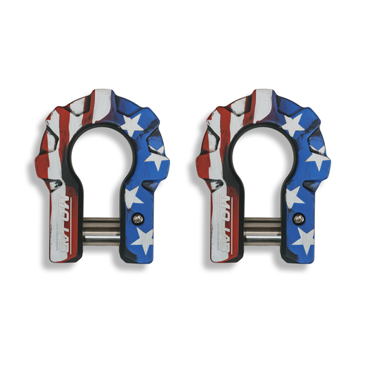 American Flag - 3/4'' Extreme duty Aluminum Shackle set (9T) - (LIFE TIME WARRANTY*)-duckduckjeep-offroad-wrangler-gladiator-3d-jeep duck-custom duck-Jeep-The Quacktory-Fun Jeep Ducks-Ducks4Jeep