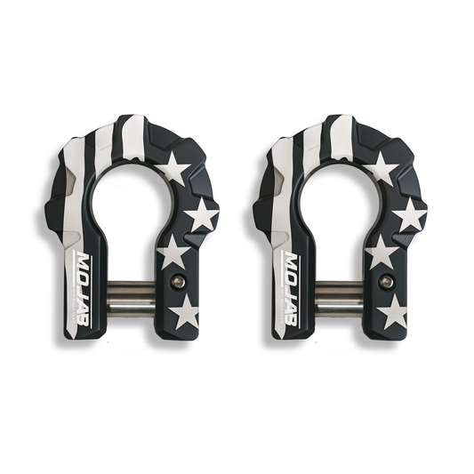 American Flag Black Edition 3/4'' Extreme duty Aluminum Shackle set (9T)-duckduckjeep-offroad-wrangler-gladiator-3d-jeep duck-custom duck-Jeep-The Quacktory-Fun Jeep Ducks-Ducks4Jeep