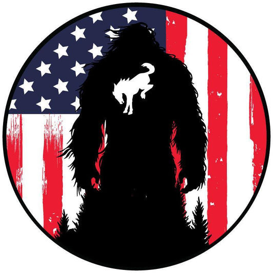 American Flag Bronco Sasquatch Spare Tire Cover Custom Designed for Ford Broncos-duckduckjeep-offroad-wrangler-gladiator-3d-jeep duck-custom duck-Jeep-The Quacktory-Fun Jeep Ducks-Ducks4Jeep