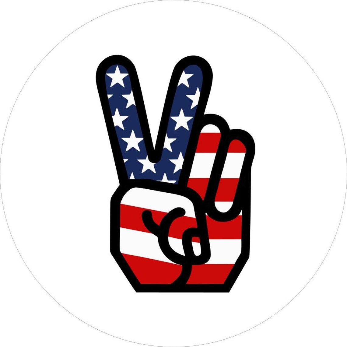 American Flag Peace Sign Spare Tire Cover for Jeeps, Broncos, Campers, RV, Vans-duckduckjeep-offroad-wrangler-gladiator-3d-jeep duck-custom duck-Jeep-The Quacktory-Fun Jeep Ducks-Ducks4Jeep