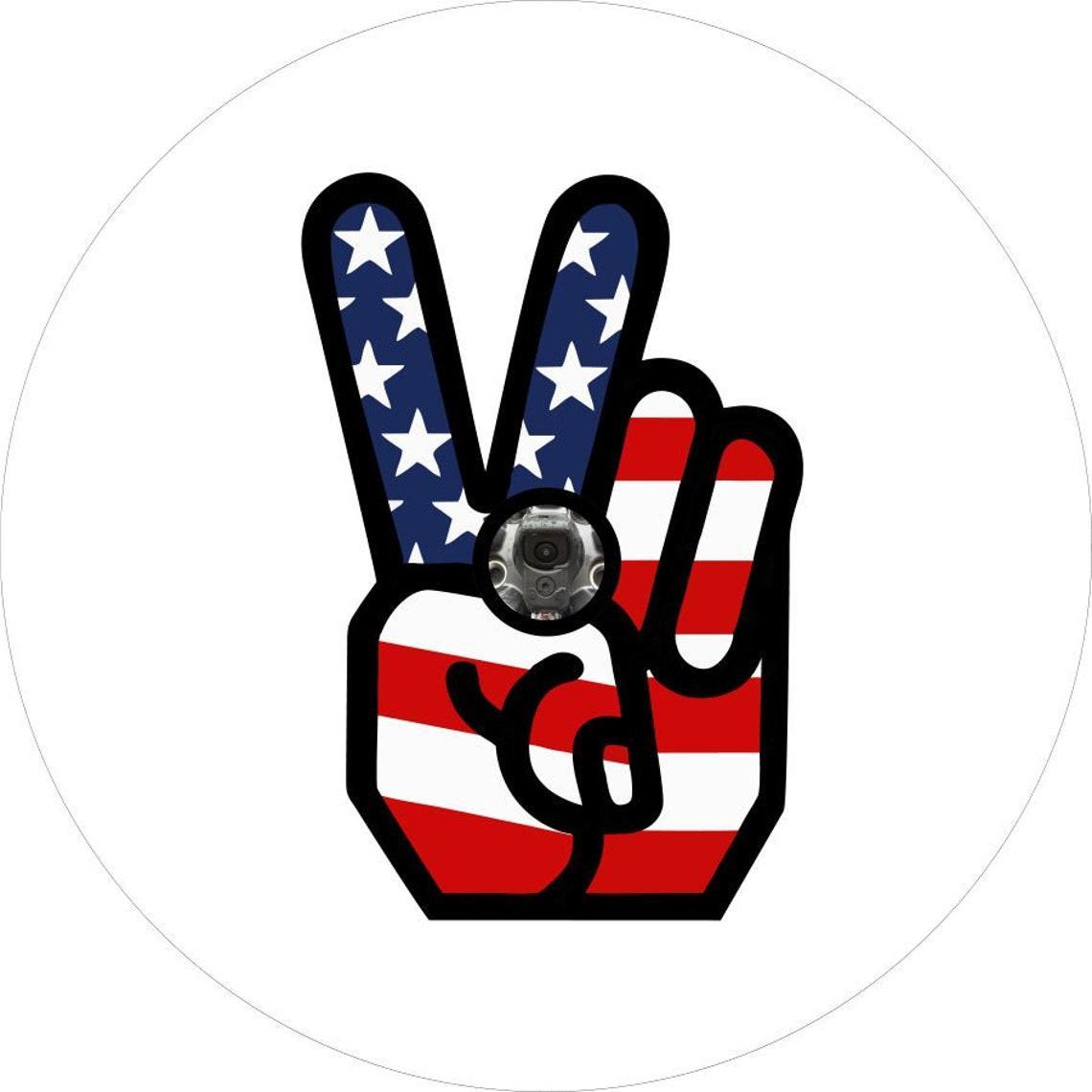 American Flag Peace Sign Spare Tire Cover for Jeeps, Broncos, Campers, RV, Vans-duckduckjeep-offroad-wrangler-gladiator-3d-jeep duck-custom duck-Jeep-The Quacktory-Fun Jeep Ducks-Ducks4Jeep