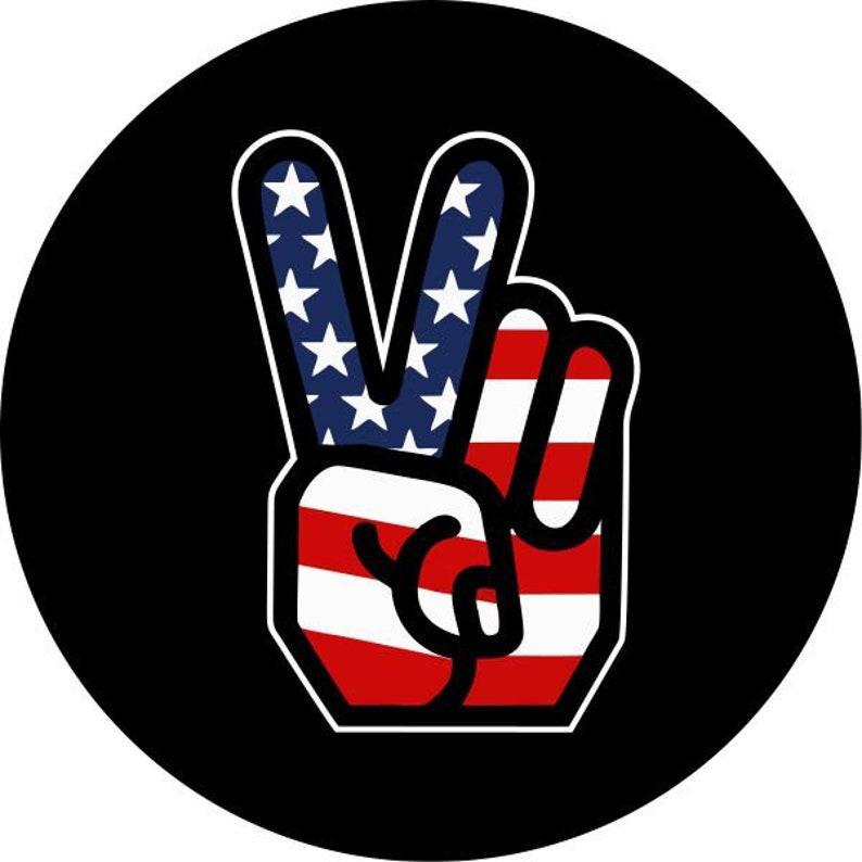 American Flag Peace Sign Spare Tire Cover for Jeeps, Broncos, Campers, RV, Vans-duckduckjeep-offroad-wrangler-gladiator-3d-jeep duck-custom duck-Jeep-The Quacktory-Fun Jeep Ducks-Ducks4Jeep
