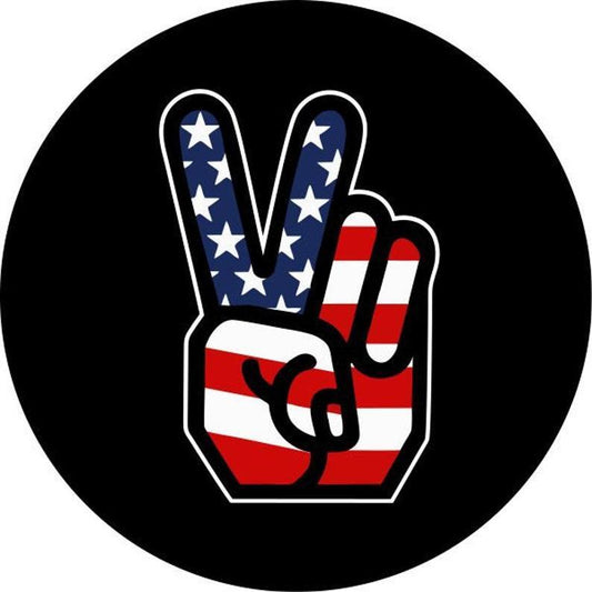 American Flag Peace Sign Spare Tire Cover for Jeeps, Broncos, Campers, RV, Vans-duckduckjeep-offroad-wrangler-gladiator-3d-jeep duck-custom duck-Jeep-The Quacktory-Fun Jeep Ducks-Ducks4Jeep