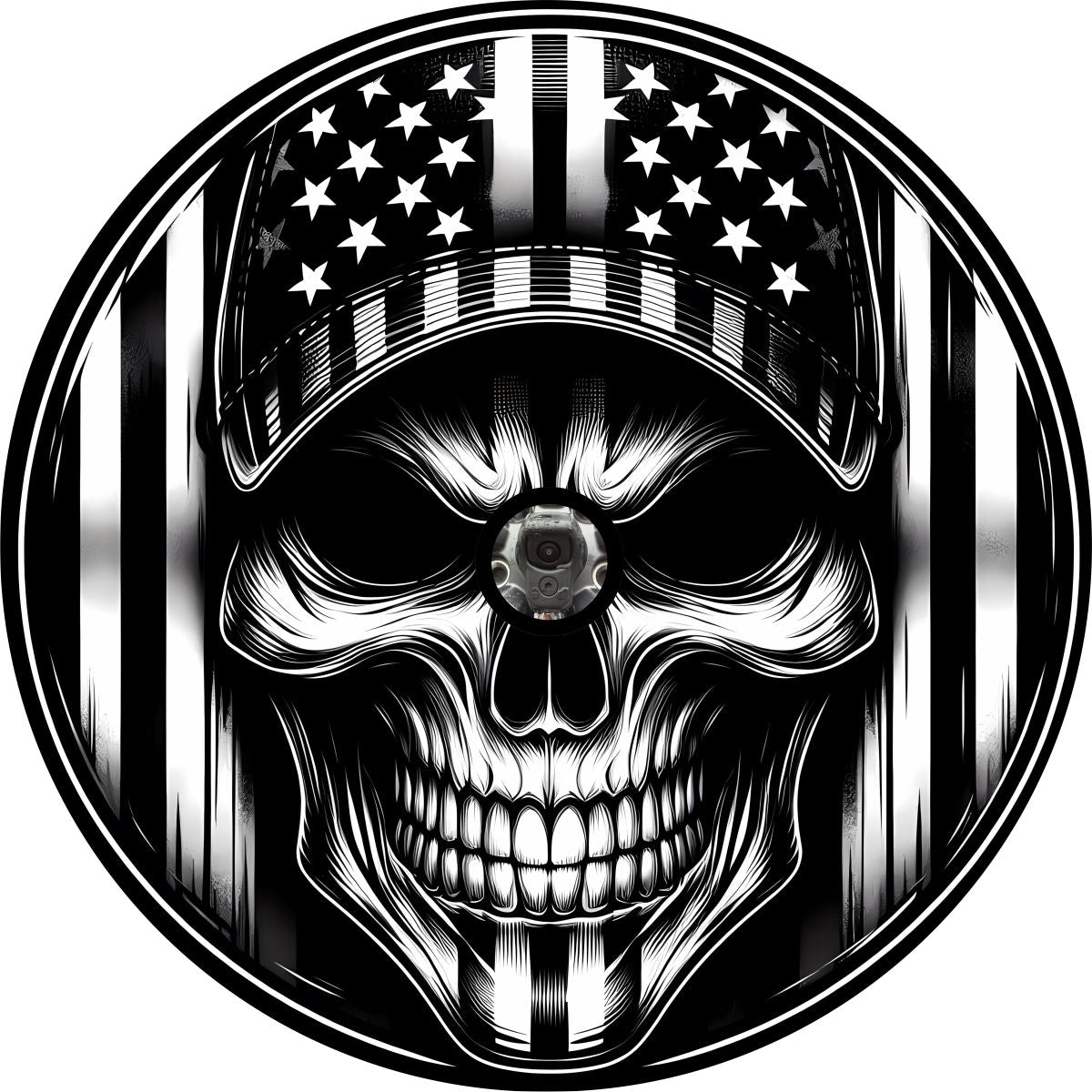 American Flag Skull Spare Tire Cover for Jeep, Bronco, RV, Camper, Trailer, & More-duckduckjeep-offroad-wrangler-gladiator-3d-jeep duck-custom duck-Jeep-The Quacktory-Fun Jeep Ducks-Ducks4Jeep