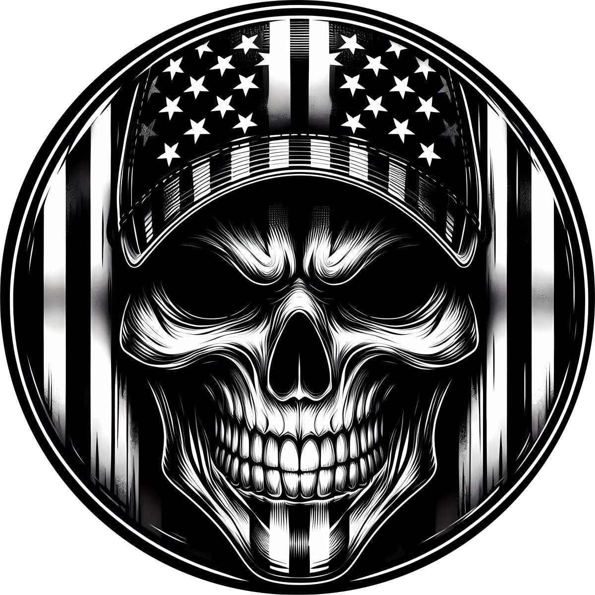 American Flag Skull Spare Tire Cover for Jeep, Bronco, RV, Camper, Trailer, & More-duckduckjeep-offroad-wrangler-gladiator-3d-jeep duck-custom duck-Jeep-The Quacktory-Fun Jeep Ducks-Ducks4Jeep