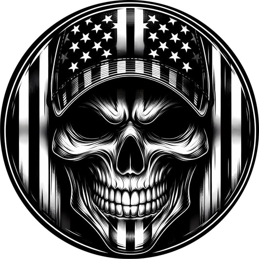 American Flag Skull Spare Tire Cover for Jeep, Bronco, RV, Camper, Trailer, & More-duckduckjeep-offroad-wrangler-gladiator-3d-jeep duck-custom duck-Jeep-The Quacktory-Fun Jeep Ducks-Ducks4Jeep