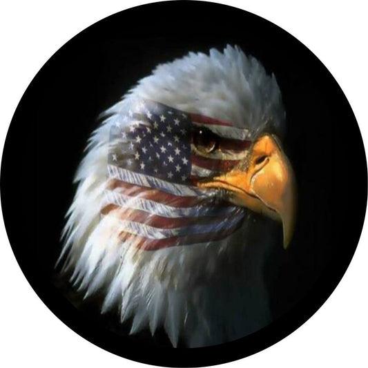 American Flag in the Eyes of a Bald Eagle Patriotic Spare Tire Cover Design-duckduckjeep-offroad-wrangler-gladiator-3d-jeep duck-custom duck-Jeep-The Quacktory-Fun Jeep Ducks-Ducks4Jeep