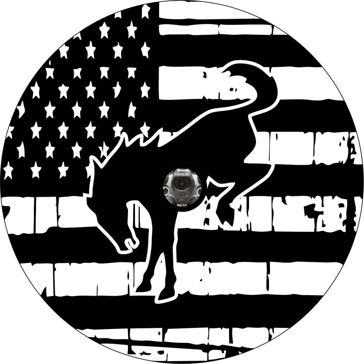 American Flag with Bronco Horse Spare Tire Cover Jeep, Bronco, RVs and more-duckduckjeep-offroad-wrangler-gladiator-3d-jeep duck-custom duck-Jeep-The Quacktory-Fun Jeep Ducks-Ducks4Jeep