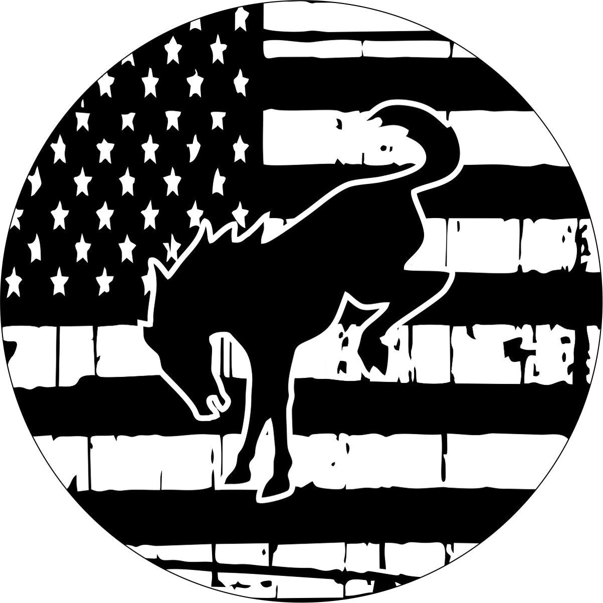 American Flag with Bronco Horse Spare Tire Cover Jeep, Bronco, RVs and more-duckduckjeep-offroad-wrangler-gladiator-3d-jeep duck-custom duck-Jeep-The Quacktory-Fun Jeep Ducks-Ducks4Jeep