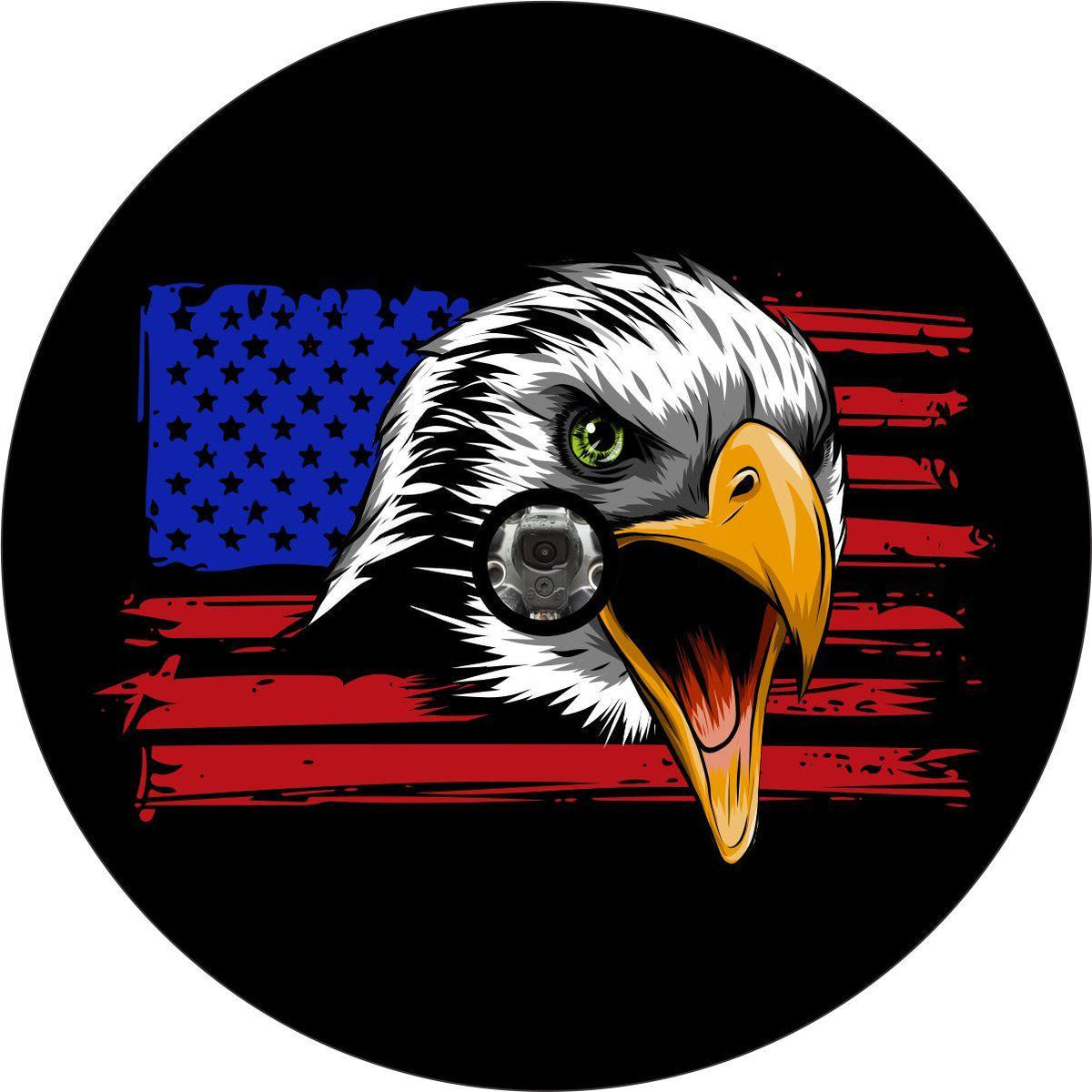 American Flag with Eagle Spare Tire Cover for Jeep, Bronco, RV, Camper, Trailer, & More-duckduckjeep-offroad-wrangler-gladiator-3d-jeep duck-custom duck-Jeep-The Quacktory-Fun Jeep Ducks-Ducks4Jeep