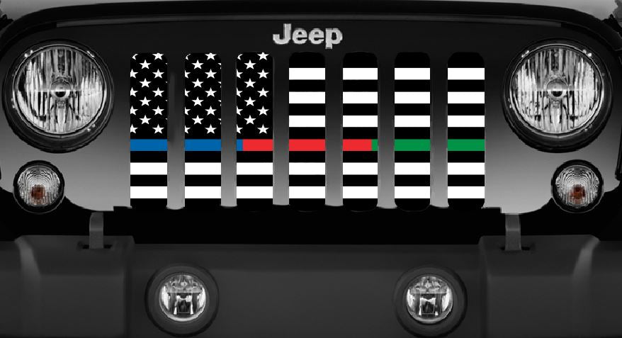 American Black and White Back the Blue, Red, Green Grille Insert