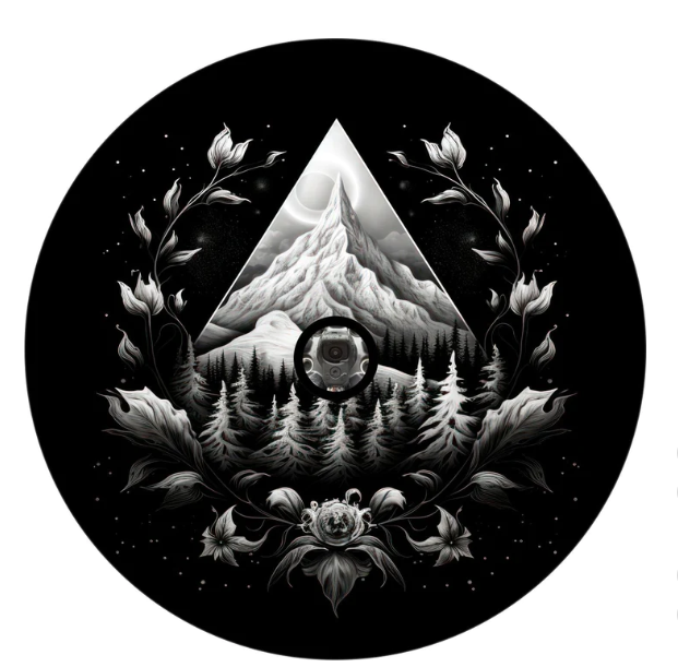 Artistic Floral Mountain Shaded Unique Spare Tire Cover-duckduckjeep-offroad-wrangler-gladiator-3d-jeep duck-custom duck-Jeep-The Quacktory-Fun Jeep Ducks-Ducks4Jeep