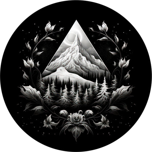 Artistic Floral Mountain Shaded Unique Spare Tire Cover for Jeep, Bronco, RV, Van, Camper, Etc.-duckduckjeep-offroad-wrangler-gladiator-3d-jeep duck-custom duck-Jeep-The Quacktory-Fun Jeep Ducks-Ducks4Jeep
