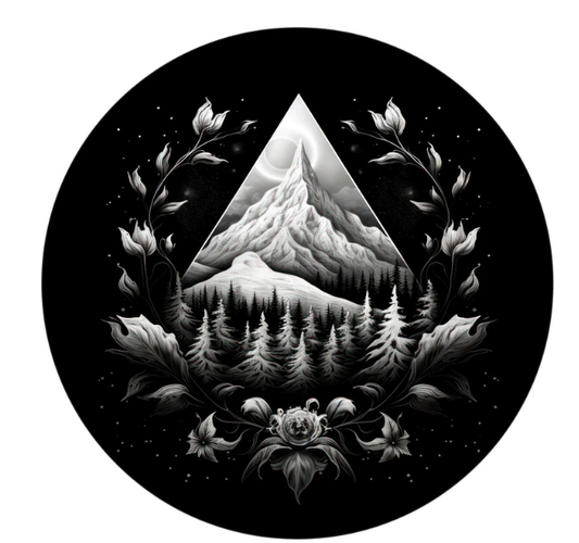 Artistic Floral Mountain Shaded Unique Spare Tire Cover-duckduckjeep-offroad-wrangler-gladiator-3d-jeep duck-custom duck-Jeep-The Quacktory-Fun Jeep Ducks-Ducks4Jeep