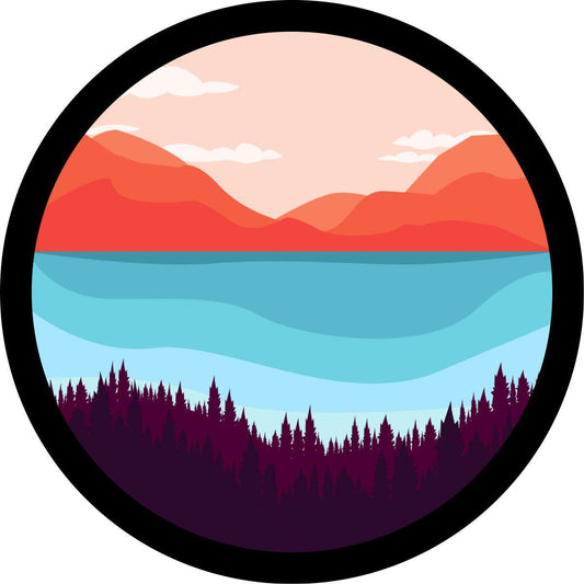 Artsy Mountain Range Spare Tire Cover for Jeep, Bronco, Camper, RV, Van, & More-duckduckjeep-offroad-wrangler-gladiator-3d-jeep duck-custom duck-Jeep-The Quacktory-Fun Jeep Ducks-Ducks4Jeep