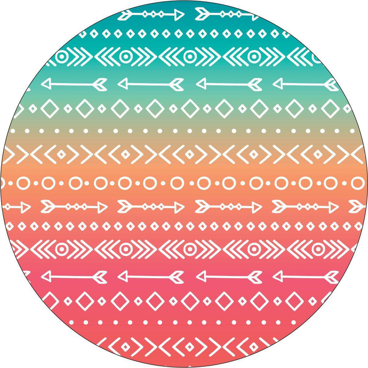 Aztec & Arrow Print on Pastel OmbrÃ© Spare Tire Cover for Jeep, Bronco, RV, Camper & More-duckduckjeep-offroad-wrangler-gladiator-3d-jeep duck-custom duck-Jeep-The Quacktory-Fun Jeep Ducks-Ducks4Jeep