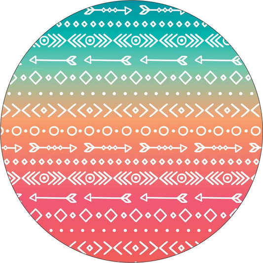 Aztec & Arrow Print on Pastel OmbrÃ© Spare Tire Cover for Jeep, Bronco, RV, Camper & More-duckduckjeep-offroad-wrangler-gladiator-3d-jeep duck-custom duck-Jeep-The Quacktory-Fun Jeep Ducks-Ducks4Jeep