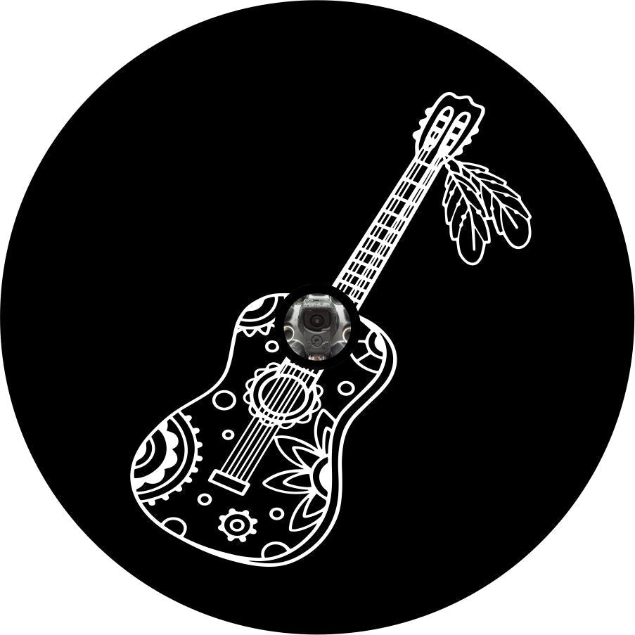 BOHO Acoustic Guitar with Flowers and Feathers-duckduckjeep-offroad-wrangler-gladiator-3d-jeep duck-custom duck-Jeep-The Quacktory-Fun Jeep Ducks-Ducks4Jeep